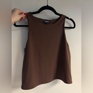 Express Women's Brown Sleeveless Crewneck Top